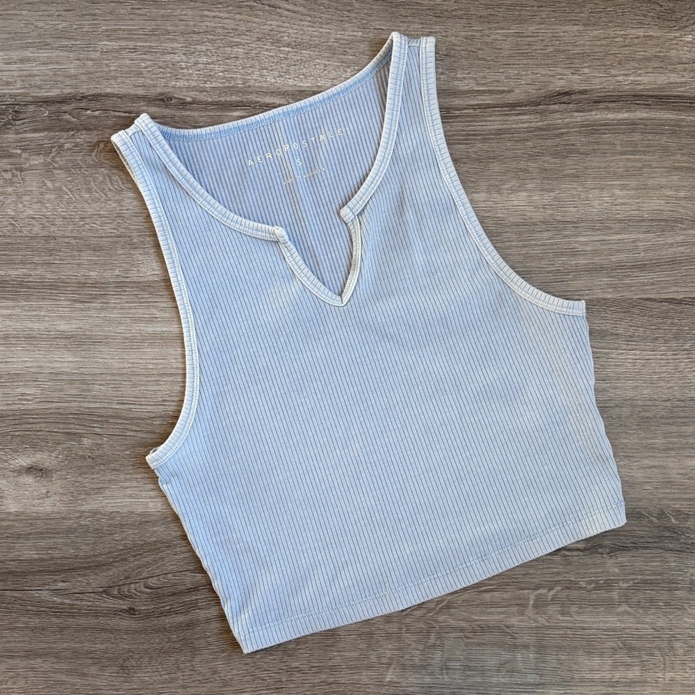 Aeropostale baby blue ribbed crop top